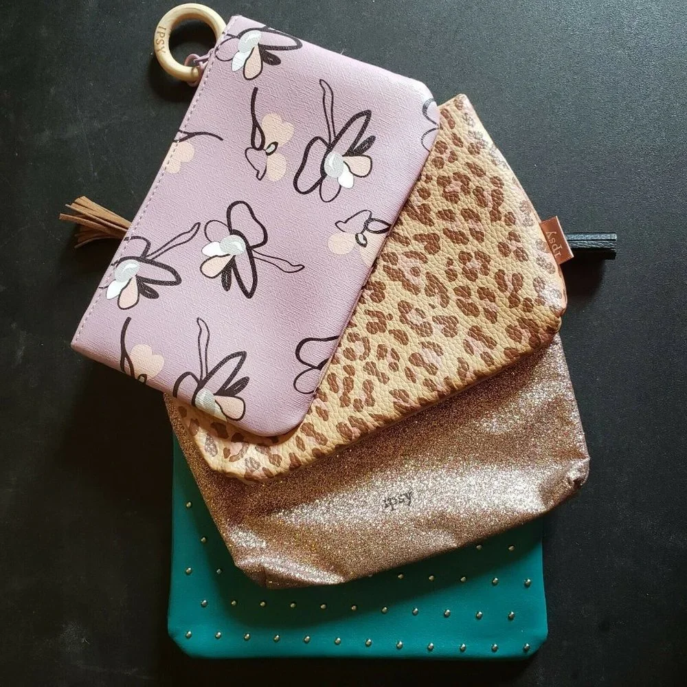 Lot of 4 Ipsy Makeup Bags Pouches the 100th Bag